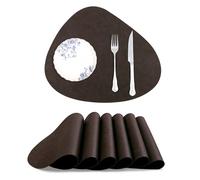 fanquare Manteles Individuales de Cuero Juego de 6 Manteles Individuales de Piel Sintética Marrón Chocolate Salvamanteles Resistentes al Calor Impermeables para Comedor Cocina Fiesta 44.5 * 30cm