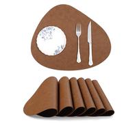 fanquare Manteles Individuales de Cuero Juego de 6 Manteles Individuales de Piel Sintética Marrón Nuez Salvamanteles Resistentes al Calor Impermeables para Comedor Cocina Boda Fiesta 44.5 * 30cm