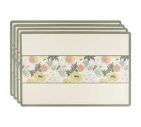 fanquare Manteles Individuales de Cuero PU Juego de 4 Salvamanteles Impermeables Manteles Individuales Florales Verdes Salvamanteles Resistentes al Calor para Cocina Fiesta Casa 45 * 30cm