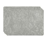 fanquare Manteles Individuales de Piel Sintética Juego de 4 Salvamanteles Gris Impermeables Antideslizantes Manteles Individuales Florales en Relieve para Cocina Comedor Fiesta 43 * 30cm