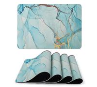 fanquare Manteles Individuales Morandi Azul Juego de 4 Manteles Individuales de Cuero PVC Mármol Salvamanteles Rectangular Resistente al Calor para Cocina Comedor Decoración del Hogar 43 * 30cm