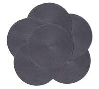 fanquare Manteles Individuales Negros Juego de 6 Manteles Individuales Tejidos a Mano Salvamanteles Redondos Salvamanteles Lavables Resistentes al Calor para Comedor Cocina Decoración 38cm