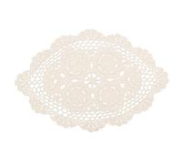 fanquare Manteles Individuales Oval de Algodón Ganchillo Boho 2 Unidades,Salvamanteles Individuales Beige de Encaje Hecho a Mano para Comedor Decoración de Boda Fiesta