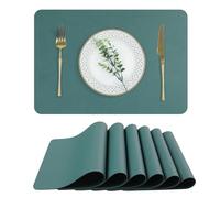 fanquare Manteles Individuales Resistentes al Calor de PVC Verde Juego de 6 Manteles Individuales de Imitación Salvamanteles Rectangular Impermeable para Comedor Cocina Decoración de Mesa 44 * 30cm