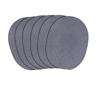 fanquare Manteles Individuales Tejidos Ovalados Juego de 6 Manteles Individuales Trenzados de Algodón Gris Oscuro Salvamanteles Lavables Resistentes al Calor para Mesa de Comedor Cocina 30 * 40cm