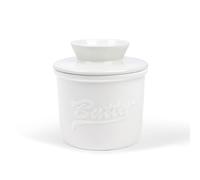 fanquare Mantequera de Porcelana Blanca con Tapa, Mantequera Redonda para Mantequilla Francesa y Mantequilla Blanda