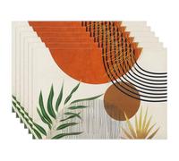 fanquare Modern Farmhouse Juego de 6 Salvamanteles de Lino, Lavables y Resistentes al Calor para Mesa de Comedor, Decoración de Fiestas o para Regalar, Naranja