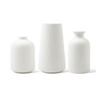 fanquare Moderno Juego de 3 Jarrones Blancos, Jarrón de Cerámica para la Decoración de la Sala de Estar, Chimenea y Decoración de la Entrada, Floreros Hechos a Mano para la Decoración