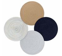 fanquare Salvamanteles Trenzados de Tejido Redondo 30cm, Lavables Resistentes al Calor, Antideslizantes, Salvamanteles para la Mesa de la Cocina Juego de 4