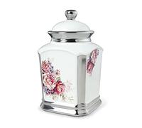 fanquare Tarro de Cerámica con Tapa, Botes de Comida con Diseño de Flor de Rosa, Bote de Cocina para Azúcar, Galletas, Especias, Granos de Café