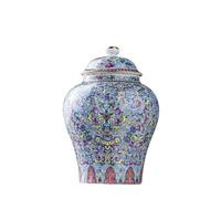 fanquare Tarros de Jengibre de Colores con Tapa Bote de Té de Porcelana China Jarrón Decorativo con Flor de Orquídea Tarro de Cerámica para Té Café Azúcar