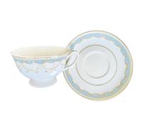 fanquare Tazas de Té y Platillos de Encaje Azul Juegos de 6 Tazas de Café Británicas y Platos de Hueso de Porcelana para Regalos de Té de la Tarde