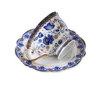 fanquare Vintage Taza de Té de Flores Azules China De Hueso, Juego de Taza de Café y Platillo de Porcelana, 200ml