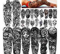 FANRUI 24 hojas de tatuajes temporales súper grandes para hombres con 8 hojas de tatuajes temporales de manga completa para muslos de mujeres, 16 hojas grandes, brújula, águila, adultos, tatuaje