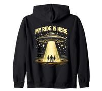 Fans de Las Naves espaciales Funny My Ride Is Here UFO Alien Believer Sudadera con Capucha