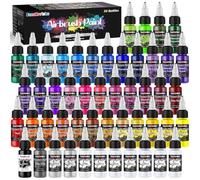 FansArriche Pintura para Aerógrafo, 44 Colores + 6 Diluyentes, Pinturas Acrílicas, a Base de Agua, Pintura Aerógrafo para Textil, Madera, Piedra, Plástico, 20 ml/Botella