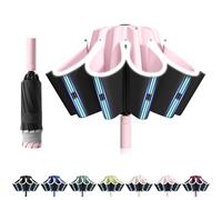 FANSEZQ Paraguas Automático con Apertura y Cierre Invertido | Resistente al Viento 10 Varillas | Paraguas Grande 105 cm Plegable | Unisex Adulto (Rosa)