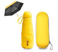 FANSEZQ Paraguas Plegable Ultra Compacto para Viaje - Portátil, 6 Costillas Resistente al Viento | Protección UV 99% Impermeable | Unisex para Hombres y Mujeres (Amarillo)