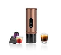 FANSHAIN Cafetera Espresso Portátil: Cafetera Portatil Capsulas para Viaja - 8 Tazas por Carga - Calentamiento rápido - Indicado para coche y viajes - Compatible con Cápsulas Nespresso -Marrón