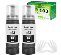 FANSHENG 103 Tinta Compatible con Epson 103 C13T00S64A Botellas de Recarga de Tinta para Ecotank L1200 L1210 L1250 L3100 L3110 L3111 L3116 L3150 L3151 (2-P Negro x 2)