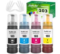 FANSHENG 103 Tinta Compatible con Epson 103 C13T00S64A Botellas de Recarga de Tinta para Ecotank L1200 L1210 L1250 L3100 L3110 L3111 L3116 L3150 L3151 (4-P Negro/Cian/Magenta/Amarillo)