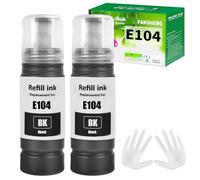 FANSHENG 104 Tinta Compatible con epson 104 Botellas de Recarga 104 para ET-1810 ET-2870 ET-2720 ET-2715 ET-2721 ET-2712 ET-2810 ET-2820 ET-2821 ET-2825 ET-2826 ET-4700 ET-4800 (2 x Negro)