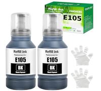 FANSHENG 105 Tinta Compatible con Epson 105 Botellas de Recarga de Tinta para Ecotank L7160 L7180 ET-7700 ET-7750 Compatible con C13T00Q140 C13T00R140 C13T00R240 C13T00R340 C13T00R440 (2 P Negro x 2)