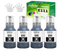 FANSHENG 111 Tinta Compatible con Epson 111 Botellas de Recarga de Tinta para Ecotank ET-M1100 ET-M1120 ET-M1140 ET-M1170 ET-M1180 ET-M2120 ET-M2140 ET-M2170 ET-M3140 ET-M3170 (4 Colores Negro x 4)