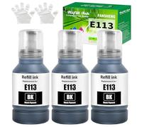 FANSHENG 113 Tinta Compatible con Epson 113 Botellas de Recarga de Tinta para Ecotank ET-16150 ET-16600 ET-16650 ET-15000 ET-5100 ET-5150 ET-5160 ET-5170 ET-5800 ET-5850 ET-5880 (3P Negro x 3)