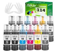 FANSHENG 114 Tinta Compatible con Epson 114 Botellas de Recarga de Tinta para Ecotank ET-8500 ET8550 Compatible con C13T07A140 (12 Colores 2Negro/2Foto 2Negra/2Cian/2Magenta/2Amarillo/2Gris)