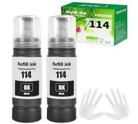 FANSHENG 114 Tinta Compatible con Epson 114 Botellas de Recarga de Tinta para Ecotank ET-8500 ET8550 Compatible con C13T07A140 C13T07B140 (2 Colores Negro x 2)