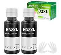 FANSHENG 31 32 31XL Tinta Compatible con HP 31 32XL Botellas de Recarga de Tinta para Smart Tank 5105 7005 7006 7305 7306 7605 Smart Tank Plus 315 319 455 515 516 530 (2-P Negro x 2)