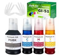 FANSHENG GI51 Tinta Compatible con Canon GI-51 Botellas de Recarga de Tinta para Pixma G1520 G1560 G2520 G2560 G3520 G3560 G1530 G2570 G4570 G3570 (4 Colores Foto Negro/Cian/Magenta/Amarillo)