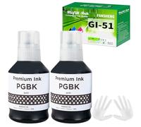 FANSHENG GI51 Tinta Compatible con Canon GI-51 Botellas de Recarga de Tinta para Pixma G1520 G1560 G2520 G2560 G3520 G3560 G1530 G2570 G4570 G3570 (2 Colores Foto Negro)