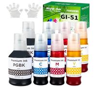 FANSHENG GI51 Tinta Compatible con Canon GI-51 Botellas de recarga de tinta para Pixma G1520 G1560 G2520 G2560 G3520 G3560 G1530 G2570 G4570 G3570(8 Colores 2 Foto 2 Negro/2 Cian/2 Magenta/2 Amarillo)