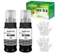 FANSHENG GI53 Tinta Compatible con Canon Pixma GI-53 53 G550 G650 Tinta 3700 páginas (2 Pack Negro x 2)