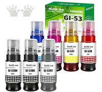 FANSHENG GI53 Tinta Compatible con Canon Pixma GI-53 G550 G650 tinta (7 Colores, 2 Negro/Cian/Magenta/Amarillo/Rojo/Gris)