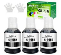 FANSHENG GI56 GI-56 Tinta compatible con Canon GI 56 Frascos de tinta para impresora MAXIFY GX7050 GX6050 GX5050 GX4050 GX3050 Impresora 7700 páginas (3 paquetes negros x 3)