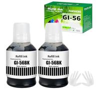 FANSHENG GI56 Pigmento Tinta Compatible con Canon MAXIFY GI-56 GX7050 GX6050 GX5050 GX4050 GX3050G550 G650 Tinta (2 Pack Negro x 2)