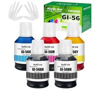 FANSHENG GI56 Tinta Compatible con Canon MAXIFY GI-56 GX7050 GX6050 GX5050 GX4050 GX3050G550 G650 Tinta (5 Pack 2Negro/Cian/Magenta/Amarillo)
