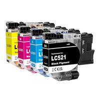 FANSHENG LC521 Compatible con Brother LC521VAL Cartuchos de tinta LC 521 DCPJ1260W DCPJ1310DW DCPJ1313DW DCPJ1360DW DCPJ1460DW Multipack Impresora (4 Pack Negro/Cian/Magenta/Amarillo)