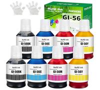 FANSHENG Tinta GI56 compatible con botellas de recambio de tinta Canon GI-56 para MAXIFY GX7050 GX6050 GX5050 GX4050 GX3050 (paquete de 8 unidades 2 negro/2 cian/2 magenta/2 amarillo)