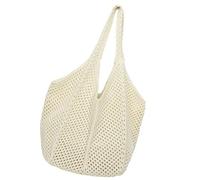 FANSHINUO Bolsa de ganchillo única y estética para mujer, bolsa de hombro casual, bolsas de compras en las axilas, para días de playa y más bolso de viaje ligero, beige, One Size
