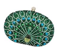 FANSHINUO Bolso de noche único con diamantes de imitación con temática de pavos reales para mujer, bolso cruzado para cenas elegantes, fiestas, elegante hombro, Green, One Size