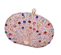 FANSHINUO Bolso de noche único con diamantes de imitación con temática de pavos reales para mujer, bolso cruzado para cenas elegantes, fiestas, elegante hombro, b, One Size