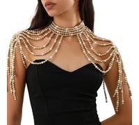 FANSHINUO Cadena de cuello de perlas hecha a mano, collar de lujo con borlas vintage, joyería elegante, cadena de hombro con cuentas de mano, as the pic show, perlas de imitación