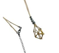 FANSHINUO Collar de jaula de cristal ajustable para piedras naturales, colgante de malla, cadena de clavícula, joyería unisex para hombres y mujeres, 60+5cm, Metal