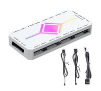 FANSHINUO Concentradores de ventilador ARGB de 5 V con 8 puertos de montaje para PC con control remoto, divisor de fuente de alimentación estable PWM
