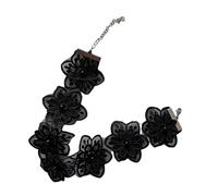 FANSHINUO Elegante collar de perlas de imitación de encaje, accesorios de cadena de temperamento, collar corto, accesorio de correa para el cuello para mujeres y niñas, 35cm, hilo de poliéster