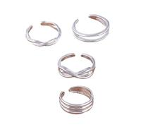 FANSHINUO Juego de 4 anillos ajustables para el dedo del pie de playa, elegantes joyas de mar, anillos de apertura de aleación con textura para mujer, resistentes al agua